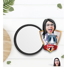 Bk Gift Kişiye Özel Kadın Radyolojist Karikatürlü Ahşap Bardak Altlığı-1