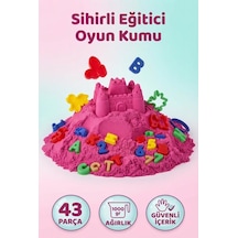 Sihirli Eğitici Oyun Kumu 1000 Gr 43 Parça Kinetik Kum Seti Alfabe Ve Sayı 3d Kalıplı Çocuk Oyuncağı Pembe