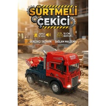 Sürtmeli Die-cast Çekici Kamyon Oyuncağı - 15 Cm Işıklı Sesli Çocuk Model Araba