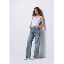 Colin's Colins Regular Fit Yüksek Bel Geniş Paça Kadın Pamuk Light Indigo Denim Jean Pantolon Cl1075828 Q1.v1 Dn08139 Mavi