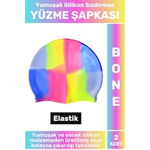 Özel Üretim Su Geçirmez Elastik Yüzücü Havuz Deniz Yüzme Şapkası Yumuşak Silikon Bone 2 Adet Çok Renkli