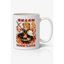 İblis Keser Demon Slayer Rengoku Kyoujurou Beyaz Anime Kupa Bardak Sevgiliye Arkadaşa Hediye Beyaz