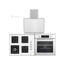Arçelik AFC 340 B + ADE 606-2 B + OCD K 651 DWB Beyaz Ankastre Cam Set