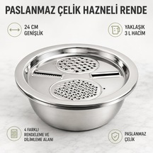 Paslanmaz Çelik Hazneli Rende - 24 Cm Çok Renkli