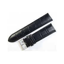 Cobra Deri Saat Kordonu 22Mm Xl Uzun Siyah Saat Kayışı Kroko