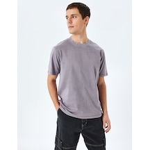 Koton Pamuklu Yıkamalı Regular Fit Kısa Kollu Bisiklet Yaka Tişört Mor 5sam10190hk Mor