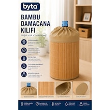 Bambu Damacana Kılıfı Büzgülü Bez Kapaklı Dekoratif Su Damacanası Kılıfı Toz Korumalı Kahverengi