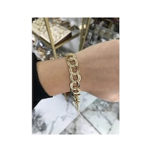 İkili Zincir Künye Gold Model Bileklik Altın