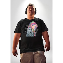 Angemiel Metal Müzik Çeket Siyah Büyük Beden Erkek Kadın Unisex Basic Ön Baskılı Tişört Siyah