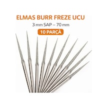 Senbang 3 Mm Sap Elmas Burr Freze Ucu Seti 10 Parça 70 Mm Uzun İnce Konik Gravür Ucu