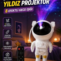 Astronot Yıldız Projektör Lambası 8 Efektli Uzaktan Kumandalı Gece Işığı