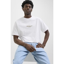 Jack & Jones Erkek Jorıslıngton Bisiklet Yaka Kısa Kollu %100 Pamuk T-shirt 12273157 Beyaz Beyaz