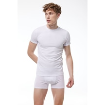 Malabadi Erkek Beyaz Yuvarlak Yaka Kısa Kollu Modal T-shirt Body