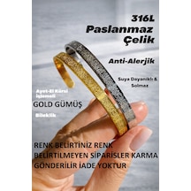 1 Adet Gold Renk Ayetel Kürsi Bileklik Paslanmaz Çelik Ayarlanabilir Unısx Kombin 1adettir Çok Renkli
