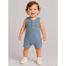 Civil Baby Likralı Müslin 6-18 Ay Tulum - Mavi İndigo