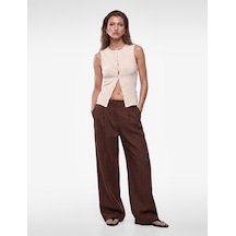 Koton Bürümcük Kumaş Slim Fit Düğmeli Bisiklet Yaka Yelek Bej 6sak10040ek Ekru