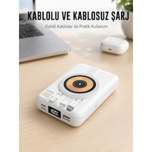 Magsafe Uyumlu Kablosuz Powerbank Hızlı Şarj Özellikli Yeni Nesil - Lisinya Beyaz