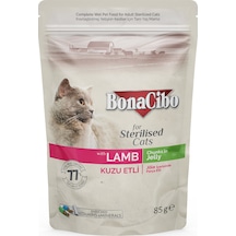 Bonacibo Kuzu Etli Jelly Pouch Kısırlaştırılmış Yetişkin Kedi Yaş Maması 85 G