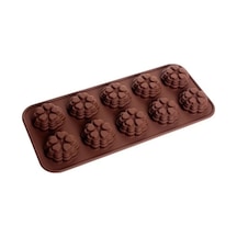 Kek Kalıbı Çiçek Desenli Silikon Çikolata, Kek , Muffin, Dondurma Kalıbı 10'lu Goldcakes