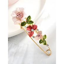Bijoubijou Çiçekli Renkli Broş İğnesi 431759465 Altın Rengi
