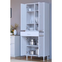 Eliusta Line Beyaz 65 Cm Banyo Dolabı Çok Bölmeli Banyo Düzenleyici Dolap 4 Kapaklı 4 Raflı 65x173x32,5 Cm Beyaz