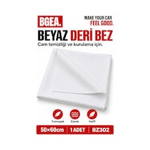 Bgea Beyaz Deri Bez 50x60 Cm Araç Cam Temizleme Ve Kurulama Bezi 1 Adet