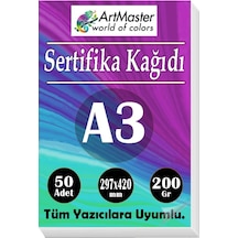 A3 Sertifika Kağıdı 50 Adet 200 Gram Kalın Fotokopi Kağıdı Tüm Yazıcılara Uyumlu 29.7x42 Cm Kalın Baskı Kağıdı