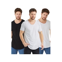 Cool Tarz Beyaz-siyah-gri 3 Lü Paket Regular/normal Kesim Pis Yaka Kısa Kollu T-shirt Beyaz-siyah-gri Beyaz-siyah-gri