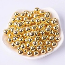 50 Adet Gold Metalize 14mm Parlak Boncuk - Hobi Boncuk - Parlak