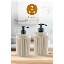 Buççin Online Mağaza 2 Adet Akrilik Sıvı Sabunluk Mutfak Banyo Sabunluk Seti- 400 Ml Cam Değildir- Bej Akrilik Bej Çok Renkli