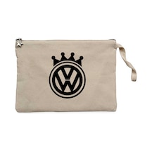 Volkswagen King Logo Krem Clutch Astarlı Cüzdan / El Çantası