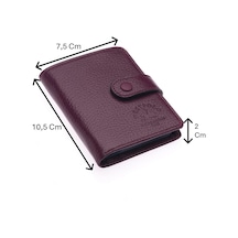 Westpolo Hakiki Deri Kağıt Para Ve Şeffaf Bol Kart Bölmeli Patlı Unisex Kartlık Cüzdan - Mürdüm 4125768
