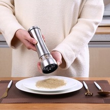 Ulzyvf Premium Baharat Değirmeni - Ayarlanabilir Tuz & Karabiber Öğütücü, 300ml, Gümüş Paslanmaz Çelik Gümüş