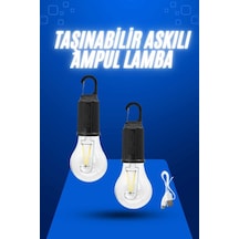 Askılı Kırılmaz Led Işık Kamp Bahçe Lambası Taşınabilir Led Ampul Şarjlı Çok Renkli