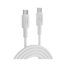 60w Usb Type-c To Type-c Silikon Hızlı Şarj Ve Data Kablosu Beyaz 2 Metre