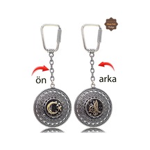 Ayyıldız Ve Tuğralı Örgü Model Çift Taraflı Oksitli Gümüş Telkari Anahtarlık 201025183 Gümüş