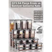Florit 32'li Bpa İçermeyen Bakliyat Ve Erzak Saklama Kabı Seti-mutfak Düzenleyici Etiket Hediyeli Gri - 694895552 Gri