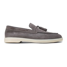 Deery Erkek Hakiki Süet Gri Püsküllü Loafer - 02027mgrıc01