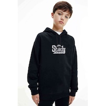 Tshirthane Shady Recordsbaskılı Unisex Çocuk Kapüşonlu Siyah Sweatshirt Siyah