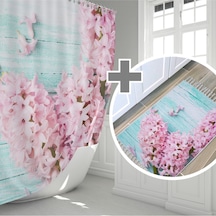 Zethome Lilac Banyo Paspas Ve Tek Kanat Duş Perdesi 1x120x200 Set Çok Renkli