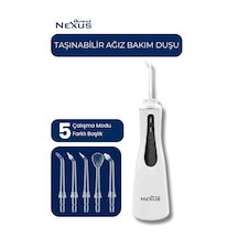 Şarjlı Taşınabilir Ağız Duşu 5 Başlıklı 5 Modlu Ipx7 350 Ml Beyaz