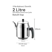430 Paslanmaz Çelik Kahveci Demlik 2000ml 3 No 1000'li Set