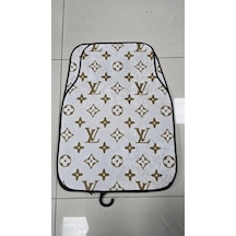 Lv Sarı Beyaz Desen Kaymaz Taban Dekoratif Oto Halı Paspas Üniversal Yıkanabilir Her Araca Uyumlu