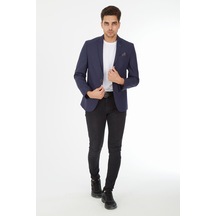 Sposo G-210 Dar Kalıp Desenli Lacivert Erkek Blazer Ceket Lacivert