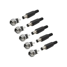 5 Takım Dc Şase 2,1Mm Metal Üstten Somunlu Ve Dc Jak Fiş 5 Takım