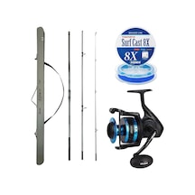 Yekoutdoor Profesyonel Olta Seti Okuma Azores Surf 430cm 3 Parça Surf Kamışı&okuma Azores Zxp-8000 Low Speed 6+1 Bb Olta Makinesi