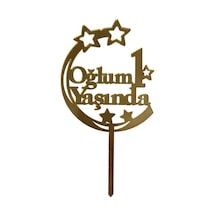 Oğlum 1 Yaşında Yazılı Aynalı Pleksi Altın