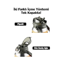 Tkk Mega Boy 1500ml Pipetli/pipetsiz Kullanım Askılı Paslanmaz Çelik Termos Matara Turuncu Çok Renkli