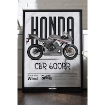 Honda Cbr 600rr Siyah Ahşap Çerçeveli Poster, Dekoratif Motosiklet Duvar Tablosu