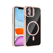 Zore iPhone Uyumlu 11 Kılıf Standlı Ve Kamera Lens Hediyeli M-safe Şarj Özellikli Ogaa Etro Kapak - Pembe